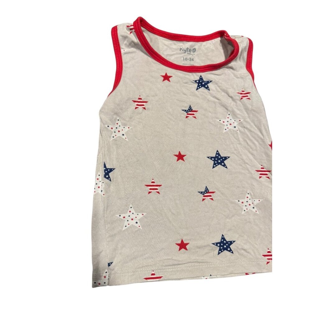 Kyte Baby Toddler Tank Top 18-24 Months Red/White/Blue Star Print Bamboo